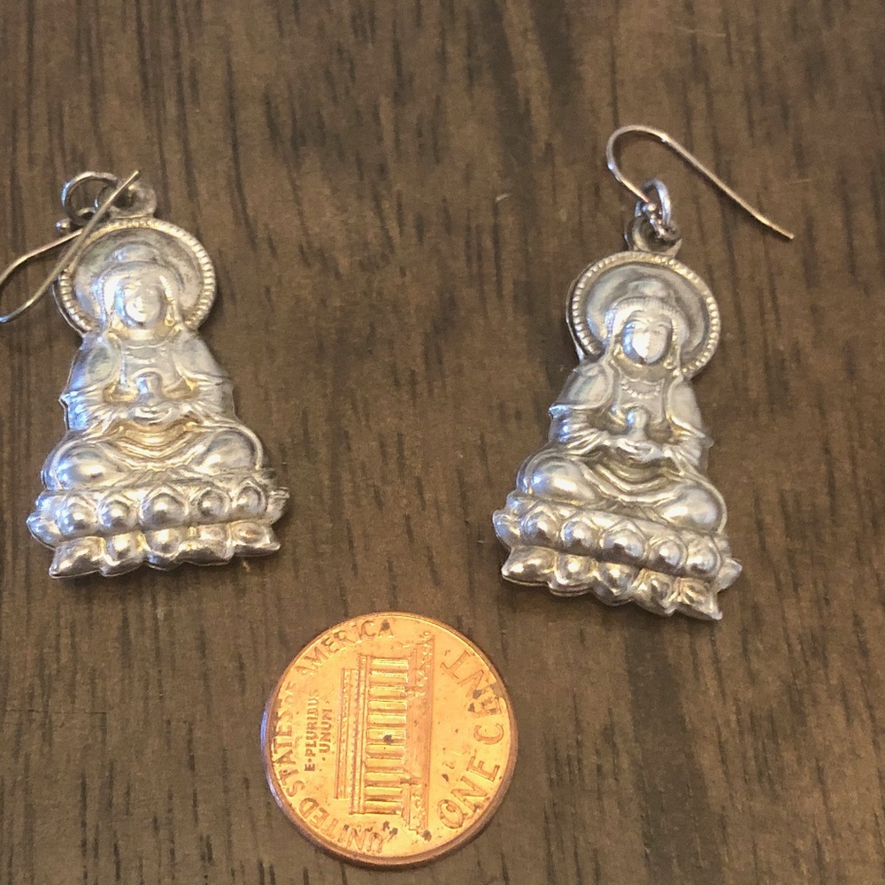Tin buddha earrings